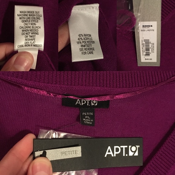 Apt 9 Lightweight Purple V-Neck Sweater - Picture 4 of 4